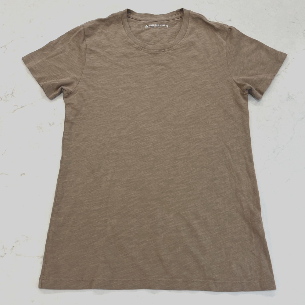 American‎ Giant NWOT Premium Slub Crew Neck Tee Womens S Brown Short Sleeve